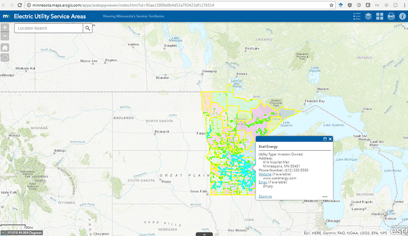 map of electric utility service areas in Minnesota