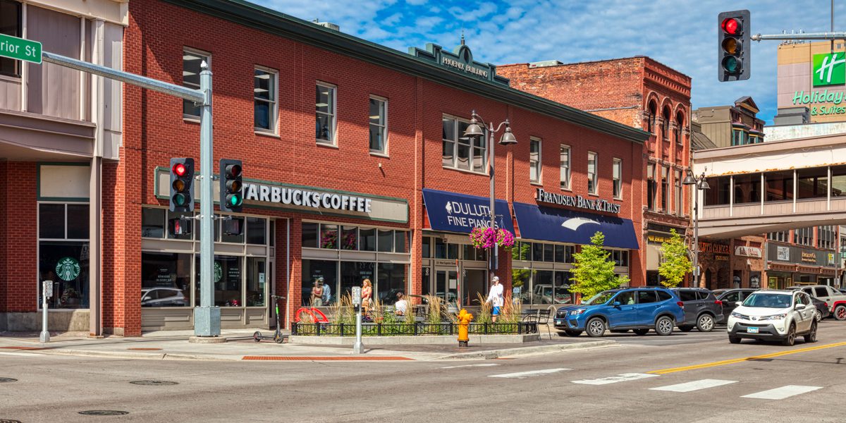 downtown intersection with historic buildings