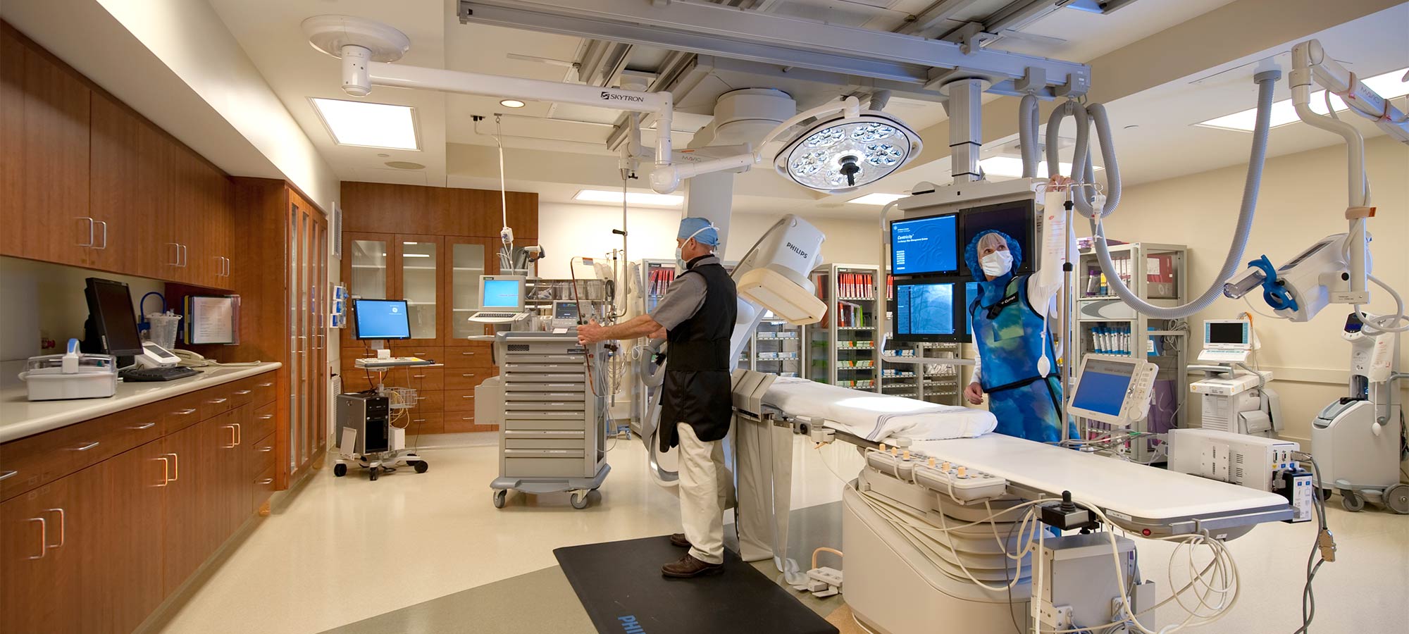 operating room with two medical professionals